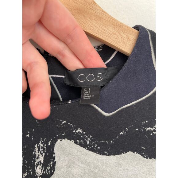 COS Abstract Print Short Sleeve High Neck Artsy A-Line T-Shirt Shift Dress US2 - Picture 8 of 14